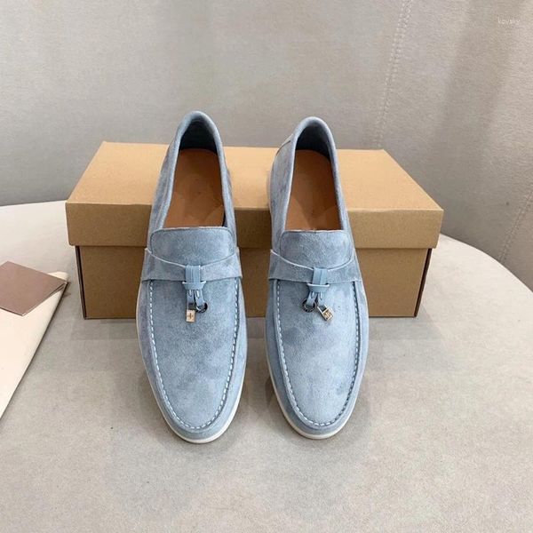 Scarpe eleganti Mocassini da uomo in pelle scamosciata di alta qualità 2024 Mocassino causale slip-on blu estivo Comodo sneaker da donna pigro