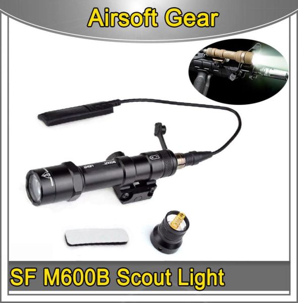 Airsoft sf m600b led scout lanterna 500 lumens caça led m600b paintball luz para aeg gbbm16 sports9497837 ao ar livre