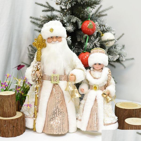 Decorazioni natalizie Babbo Natale Bambole elettriche P Giocattolo Secchio di caramelle con decorazione musicale Regalo di compleanno per bambini Navidad Home Ornamen Dhx0B