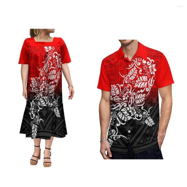 Vestidos de festa verão lazer camisa exclusivo casal roupas mulheres vestido conjunto polinésio personalizado mumu longo