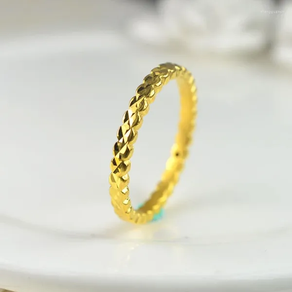 Кольца кластера 1 шт., настоящее кольцо из желтого золота 24 карата, женское кольцо на удачу с 3D рисунком рисовой звезды US5-7 1-1,3 г/подарок, ювелирные изделия