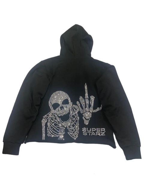 Sweatshirts Harajuku büyük boyutlu elmas kafatası baskısı sokak kıyafeti kapüşonlu vintage sokak kıyafetleri sweatshirt goth hoodies kadın y2k giysileri