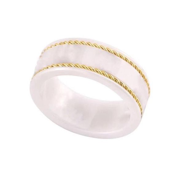 Ouro mens womens designer anéis branco preto anel de cerâmica luxo homens jóias charme carta amizade moda festa de casamento christ5199961