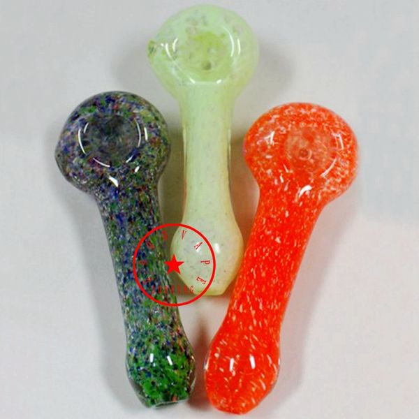 Neueste bunte, berauschende Fritted Inside Smoking Glass Pipes Tragbare handgemachte trockene Kräuter-Tabakfilter-Löffel-Schüssel Innovative Handpfeifen Zigarettenspitze DHL