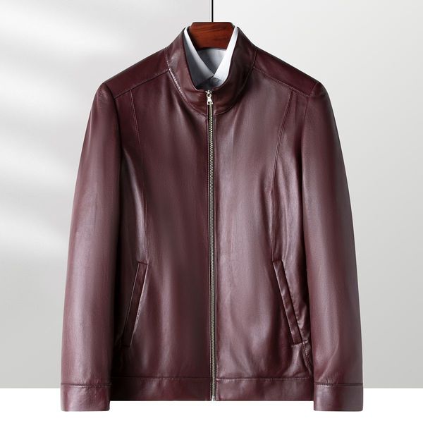 Мужская куртка из натуральной кожи, байкерские мотоциклетные куртки, стеганые пальто, верхняя одежда, красные топы на молнии, весенне-осенняя одежда M, L, XL, XXL