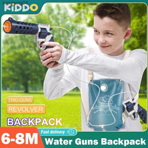 Arma brinquedos armas de água mochila duas armas ao ar livre praia água batalha crianças verão wimming piscina festa spray pistola de água dos desenhos animados tiro presente