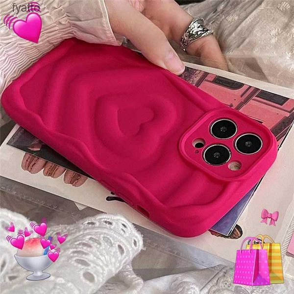 Custodie per cellulari Ins Love Heart Custodia per telefono a colori dolci estivi Pro Max Custodia protettiva per fotocamera in silicone con bordo ondulato H240307