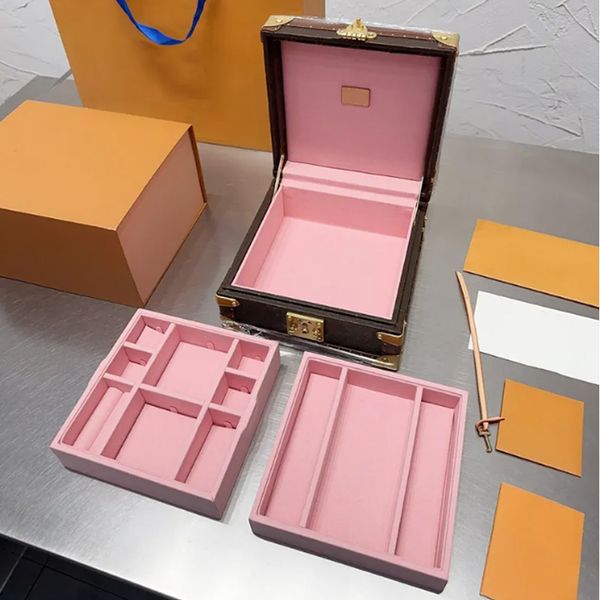 Designer sacos caixas caixa de relógio de couro mens relógio de luxo organizador caixa de armazenamento de jóias moda mulheres anéis bandeja caso cosmético saco tamanho 23 * 11
