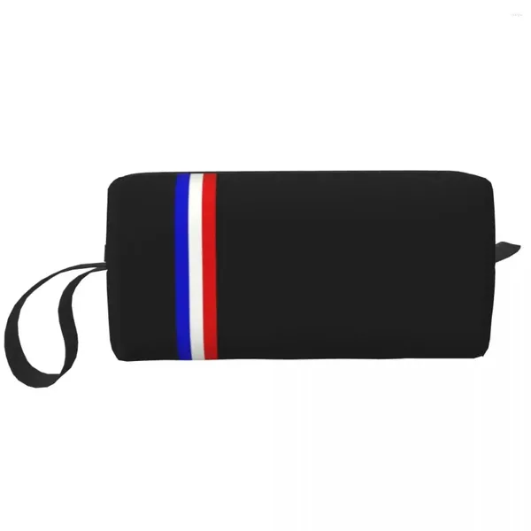 Sacos cosméticos personalizados bandeira francesa listras saco de viagem feminino frança patriótico organizador de maquiagem de higiene pessoal senhoras beleza armazenamento dopp kit