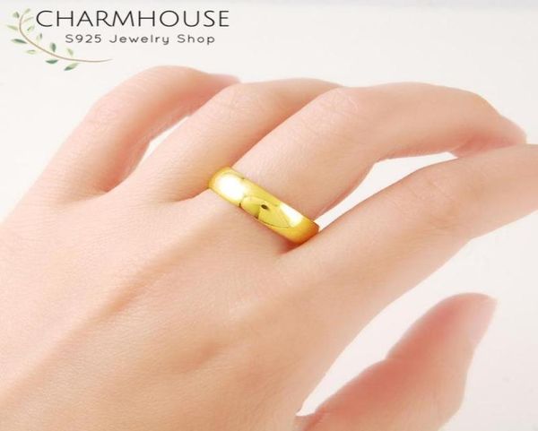 Eheringe Charmhouse Gold Farbe für Frauen Band Pure GP Runde Fingerring Größe 678 Modeschmuck Anillo Bague Geschenk5953937