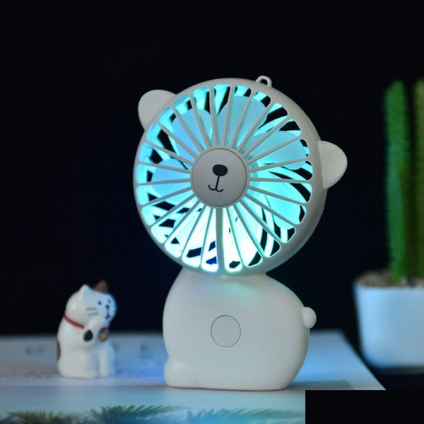 Luci notturne Brelong Mini ventilatore portatile Pippi Cat USB ricaricabile Raffreddamento personale portatile con 3 velocità di lavoro Perfetto per esterni Dhtzv