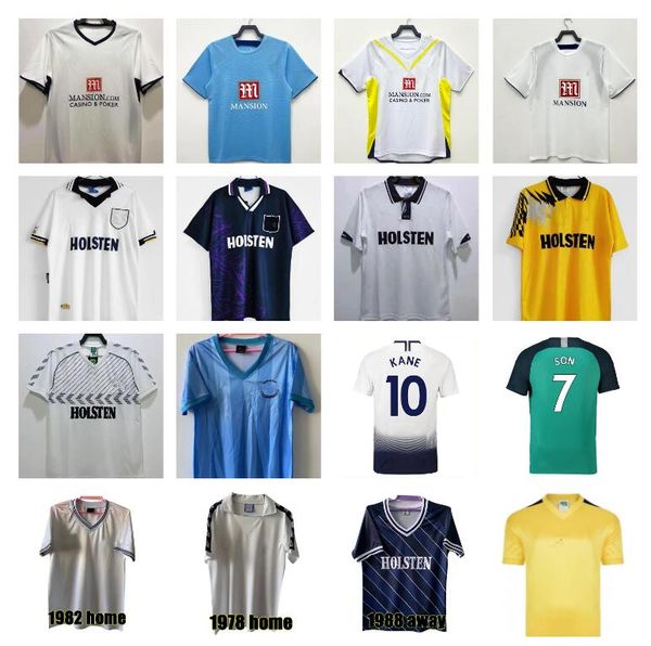 Klinsmann 08 09 Retro Jerseys de futebol Tottenham Vintage Bale Gascoigne Anderton Sheringham 1990 1998 1991 1982 Ginola Ferdinand 82 86 92 94 95 Uniformes de camisa clássica