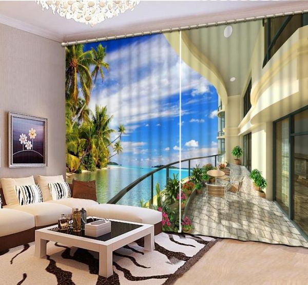 3D-Vorhänge, individueller stereoskopischer 3D-Vorhang für Wohnzimmer, blauer Himmel, weiße Wolken, verdunkelnde Fenstervorhänge3966381