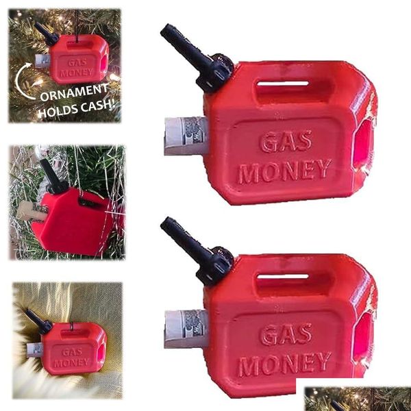 Decorações de Natal Natal Gas Can Ornaments Pendurados Pingentes Decoração Engraçado Dinheiro Titular Árvore de Natal Navidad Natal Presente Ano Novo Dhczr