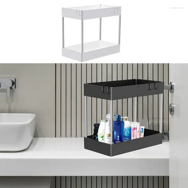 Portaoggetti da cucina sotto il lavandino del bagno Organizzatore per lavandino a 2 livelli, cassetto portaoggetti, ripiano multiuso per lavelli