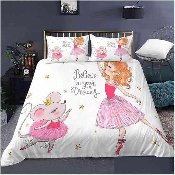 Bettwäsche -Sets Cartoon Bettwäsche Set für Baby Kinder Kinder Krippen Duvet er Kissenbezug Edredones Nios Mädchen Prinzessin Decke Quilt 210716 DR DHJZV