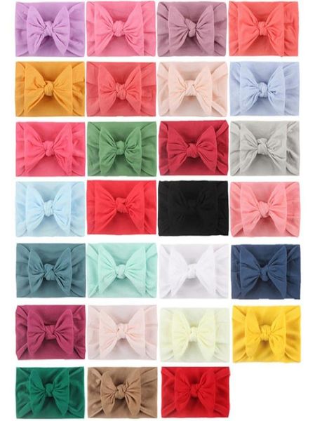 Fascia per capelli solida per bambini 27 colori Boho Archi Fasce per neonati Ragazze Boemia Archi per capelli Bambini Fascia elastica in nylon Accessori per capelli per bambini6459285