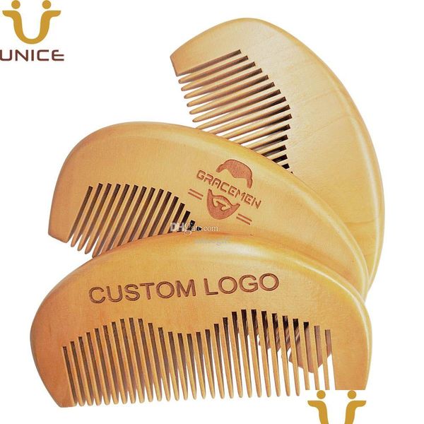 Spazzole per capelli Moq 50 pezzi pettine in legno logo personalizzato pettini per barba fatti a mano spazzola per capelli in legno naturale personalizzata con incisione laser per uomo Drop De Dhjdp