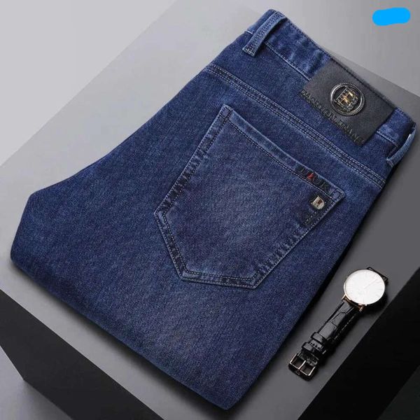 Jeans da uomo di fascia alta 2024 autunno/inverno vestibilità slim elastico tubo dritto versione coreana pantaloni casual da lavoro alla moda 34577