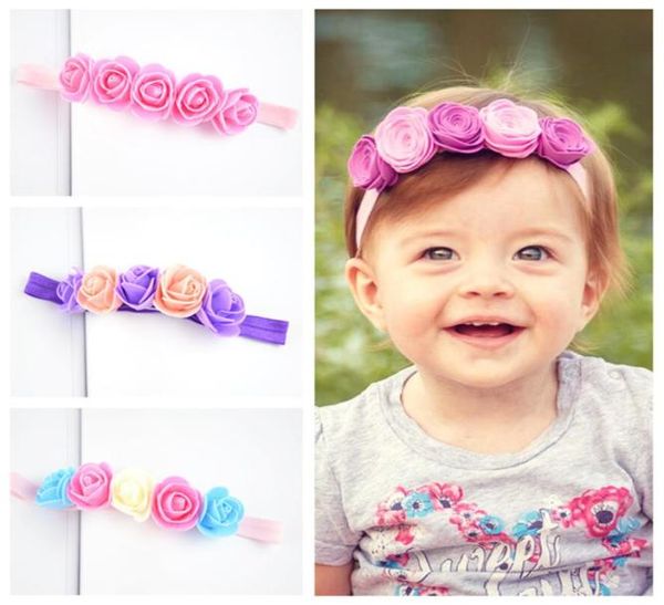 22 cores acessório de cabelo banda bebê menina diy cinco rosa hairbands guirlanda flor gorgorão boutique para party3874184