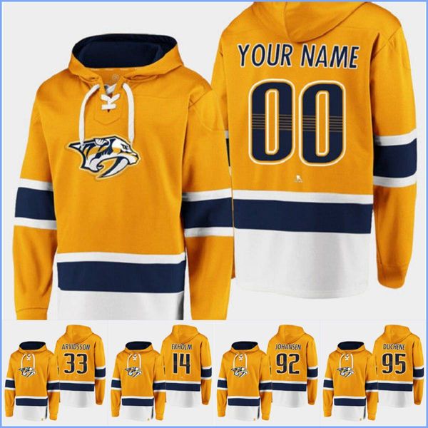 Nashville''predators''hoodie 14 Ekholm 33 Arvidsson 95 Duchene 92 Johansen Personalizado Hóquei Jerseys Homens Mulheres Juventude