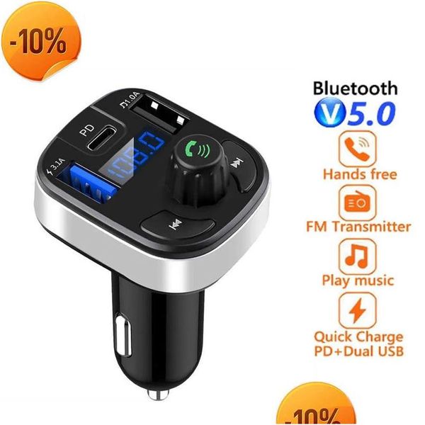 Auto Andere Autoelektronik Neu Kebidu Bluetooth 5.0 FM-Transmitter Handradio MP3-AUX-Adapter USB-PD-Ladegerät Typ-C Schnelles Drop-Delive Dhgqc