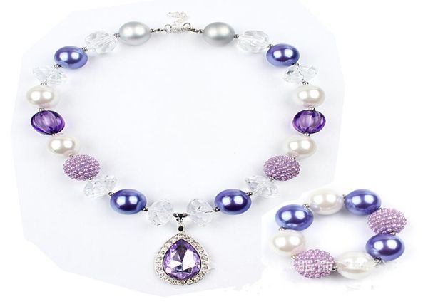 Children039s Jewelry Ganze Süßigkeiten-Farben-Perlenkette, frisches Armband, schöne Perlen-Set-Halskette mit großen kleinen Perlen für Hal5649270