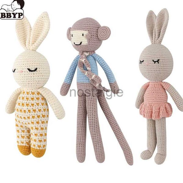 Animali di peluche ripieni fatti a mano Coniglio Scimmia Crochet Lana Bambola Animale Giocattolo Bambino Lenitivo Dormire Regali per Bambini Compleanno 230217 240307