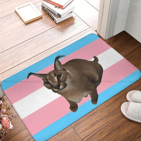 Teppiche Big Floppa Cat Animal Badezimmermatte TRANS FLAG Fußmatte Wohnzimmer Teppich Balkon Teppich Heimdekoration