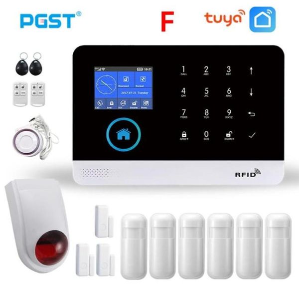 Sistemas de alarme PGST PG103 Tuya Wireless Home GSM Sistema de segurança com sirene PIR Suporte Smart Life Remote Control2000468