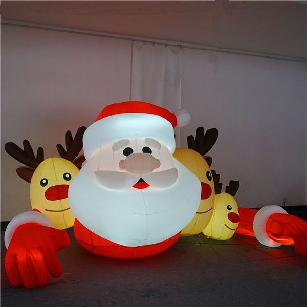 Надувные воздушные шары Санта-Клауса на Рождество и воздуходувка на Рождество снаружи или украшение потолка