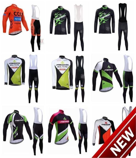 2021 Merida CCC Bisiklet Uzun Kollu Jersey Bib Pantolon Setleri Yarış Sporu Hızlı Kuru Likra MTB Bisiklet Giyim Ropa Ciclismo Hombre K1204566