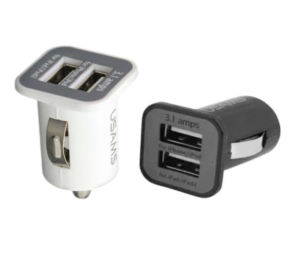 100 pz USAMS 31A Dual USB Auto 2 Porte Caricatore 5 V 3100 mAh Doppia Spina Caricabatterie Da Auto Adattatore per HTC4293653