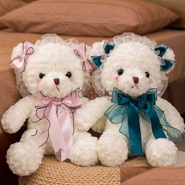 Animais de pelúcia de pelúcia 30cm fita de seda bowknot brinquedos teddy bear boneca pingente decoração de casa pp algodão macio ursos brinquedo-boneca brinquedo presente otja6 240307