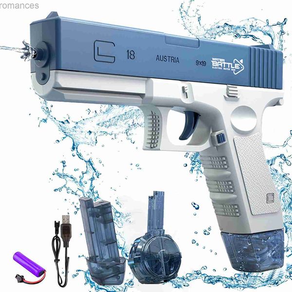 Toys Gun Kum Oyun Su Eğlenceli Elektrikli Su Tabancası Büyük Kapasite Otomatik Glock Su Tabancası Yaz Plajı Plaj Açık Oyun Oyuncaklar Çocuklar İçin Yetişkin Hediyeleri 240307