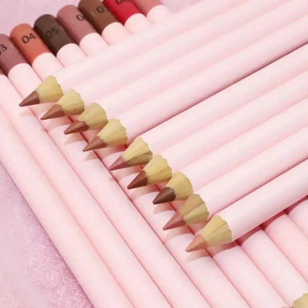 Lipliner Pink Pencil Custom Long Lasting Private Label White Tube 18 Farben Matte Lip Liner Nude Shades 240301