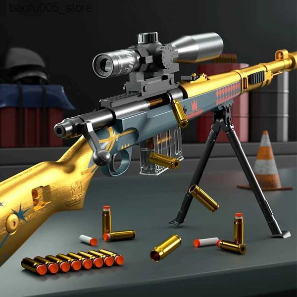 Игра в песок Water Fun 98k AWM EVA Soft Bullet Gun Ручной игрушечный пистолет Снайперская винтовка Toys Armas Blaster для мальчиков Обучение прицеливанию CS Model Toys Подарки на день рождения Q240307