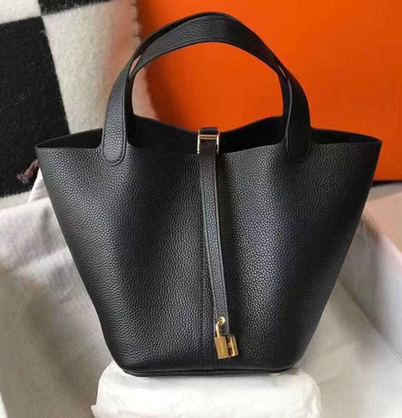 10A Specchio Borsa con chiusura Picotin di alta qualità Borsa da donna Tote Borse a secchiello Borse di design di lusso fatte a mano Classica pelle Togo Tela Shopping Retro oro dollaro efr34