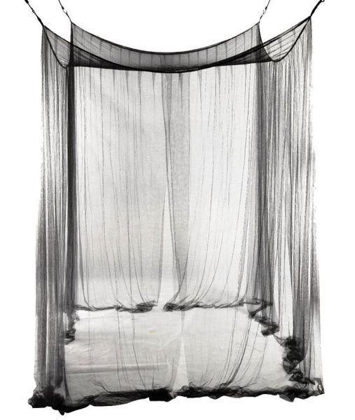 4 cama de canto rede dossel mosquiteiro para cama queenking tamanho 190210240cm preto cortina quarto decoração9343358