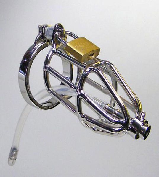 Yepyeni paslanmaz çelik erkek cihaz silikon tüp ile dikenli anti-çalma yüzüğü üretra yeni stil sm horoz kafesi seks oyuncakları4213643