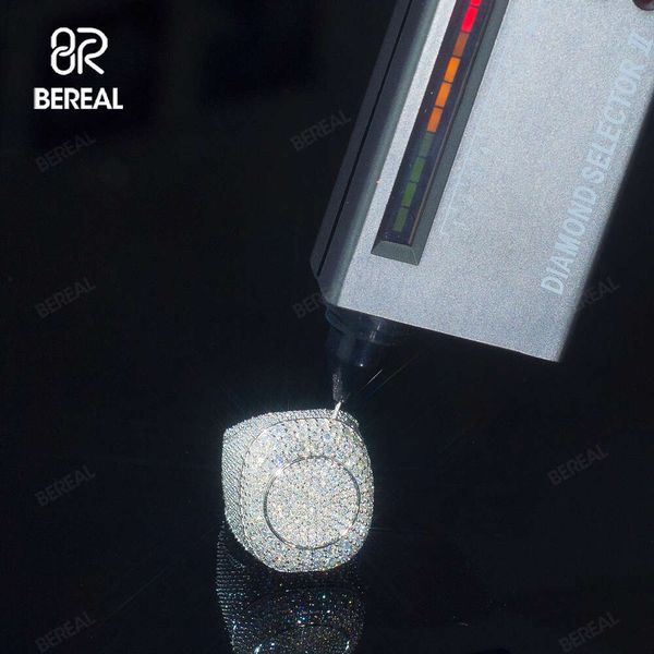 Anello personalizzato Hip Hop stile cubano Passaggio diamante Tester Iced Out Vvs Moissanite 925 Nastro Gioielleria raffinata da sposa per Uomo Donna