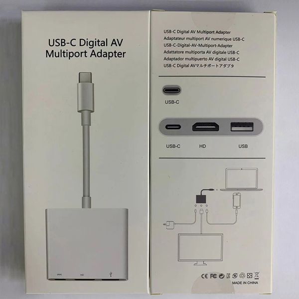 OEM разъемы USB-C 3.1 Type-C — 4K HD-Out 1080p USB-C, многопортовый цифровой AV-адаптер OTG Зарядное устройство-концентратор USB 3.0 для Macbook 12 дюймов в розничной упаковке