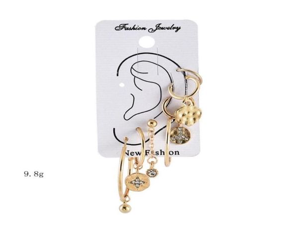 Artilady Orecchini a cerchio senza fine per le donne Colore oro Luna Stella Set di ciondoli Gioielli Regalo Goccia Huggie6300750