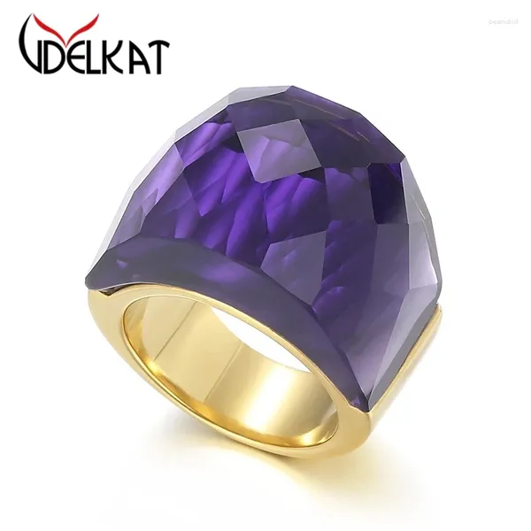 Cluster Ringe Luxus Kristall Stein Groß Für Frauen Edelstahl Böhmen Farbe Knuckle Charm Engagement Trendy Hochzeit Schmuck