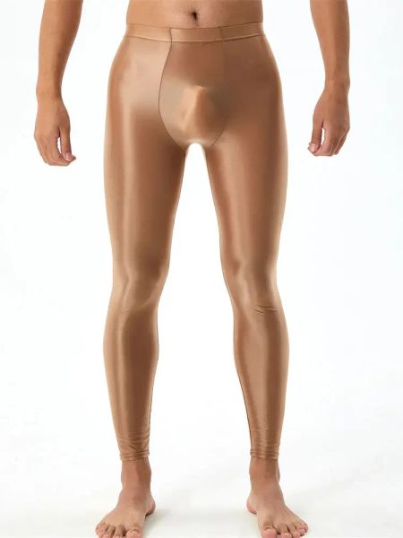 Calças de bodybuilding de nove pontos para o homem sexy bulge bolsa de academia de ginástica shpaewear perneiras