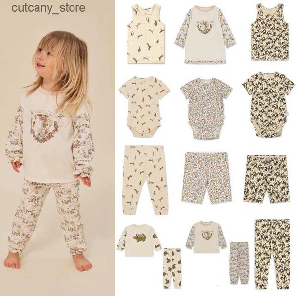 Overalls KS 2024 Frühling Sommer Baby Strampler Mädchen Jungen Homewear Set Cartoon Europäischen Kinder Weste Shorts Kleidung L240307