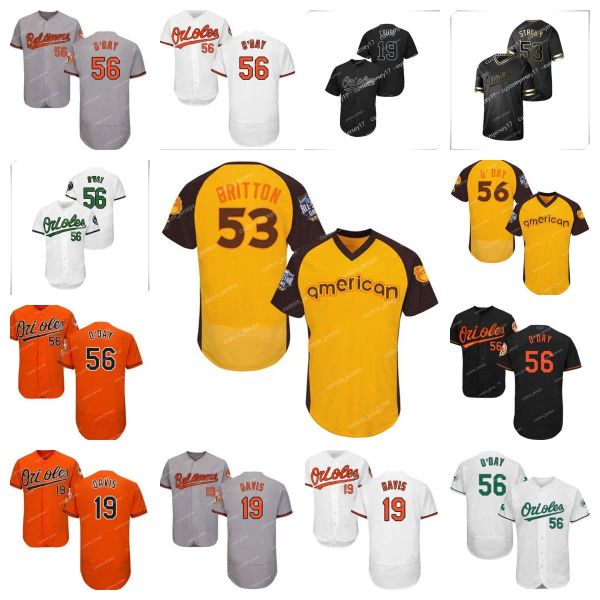 Baltimore''Orioles''Мужской Джерси Женский Молодежный 19 Дэвис 53 Бриттон 56 O'Day Home Custom New Cool Flex Base сшитые бейсбольные майки