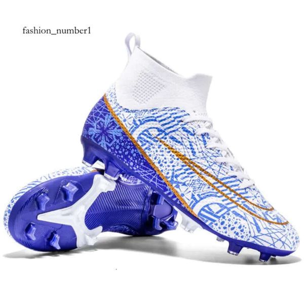 Scarpe da calcio professionali per ragazzi e ragazze AG TF Scarpe da calcio alte da uomo per donna Scarpe da allenamento antiscivolo per bambini Bianco Nero Blu 645