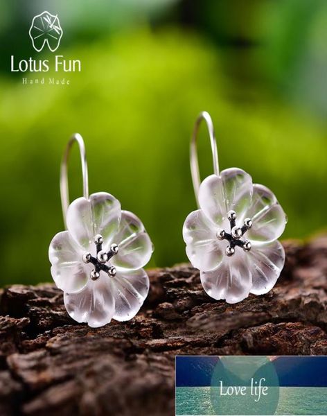 Lotus Fun Ohrringe aus echtem 925er-Sterlingsilber, handgefertigter Designer-Edelschmuck, Blume im Regen, modische Ohrhänger für Damen 6059593