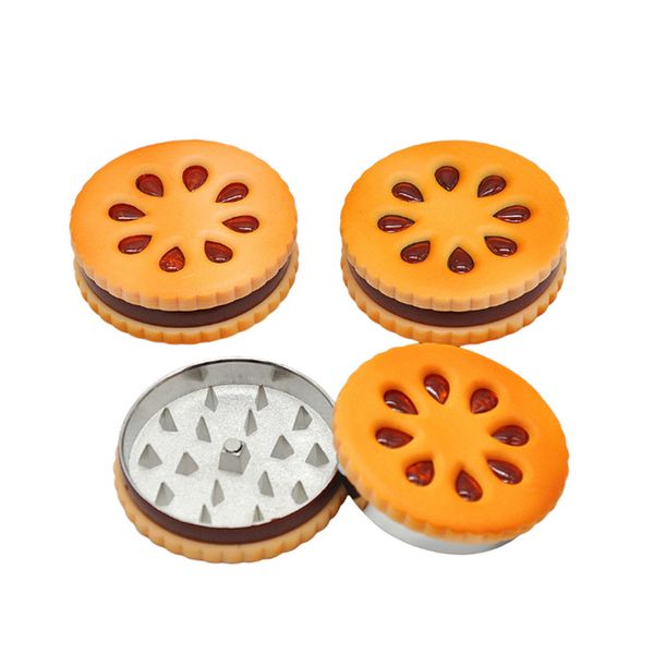 Biscotto Metallo Grinder Forma Arancione 55mm Biscotto Tabacco Grinder Frantoio Doppio Strato Fiori Secchi Erbe Casa Regalo Divertente